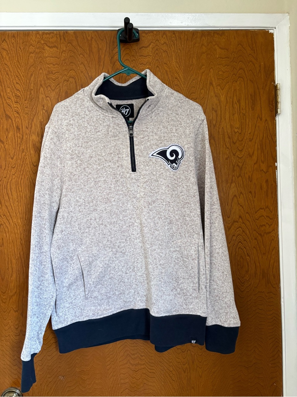 47 Heather Gray Los Angeles Rams Quarter-Zip Pullover